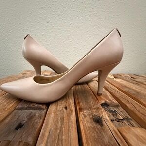 Michael Kors Dorothy Flex Pump Light Pink Nude Leather Pointed Toe Heels 8.5M